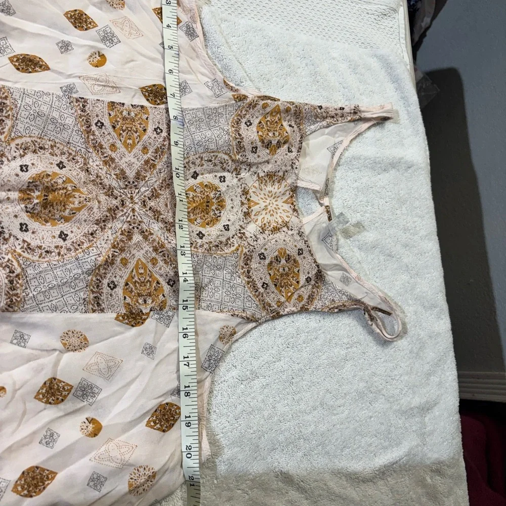 Free People White Mini Dress with Gold Paisley Embellishment